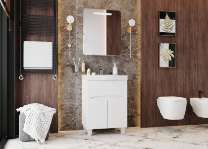 Шкаф-зеркало Onika Неаполь 60 белый, c LED подсветкой