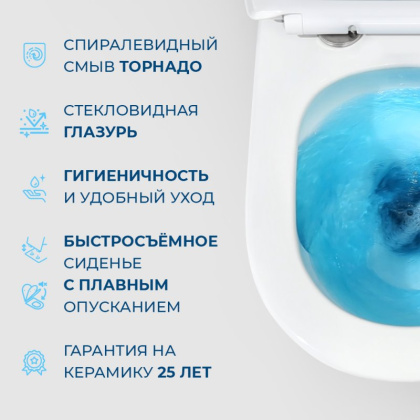 AMANDA-TOR Чаша унитаза подвесного безободкового, закрытый низ, смыв TORNADO, BB051CH-TOR-FC AMANDA-TOR Чаша унитаза подвесного безободкового, закрытый низ, смыв TORNADO, BB051CH-TOR-FC