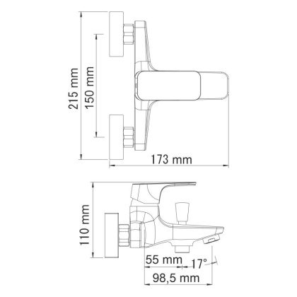 Salm 2701 Смеситель для ванны с коротким изливом Wasserkraft Salm 2701 Смеситель для ванны с коротким изливом Wasserkraft