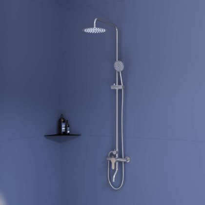 Душевая стойка RGW SP-24-S Сатин Головной душ/Смеситель (Ручной душ.Шланг 1,5 м.)