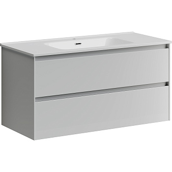 Тумба подвесная SANCOS Cento 990х450х500, c двумя ящиками оснащенными доводчиками, белый глянец, арт.CN100W