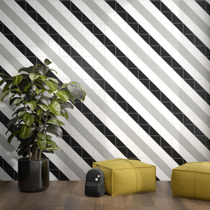 Декор AZ\A008\5009 Теорема 1 белый/черный 20см*20см*6,9мм (1уп/10шт/)матовый, шт