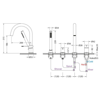 Смеситель Timo Saona 2320/16Y на борт ванны, белый матовый