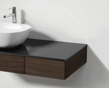 Модуль 120 см под раковину с выдвижным ящиком, левосторонний, темный вяз