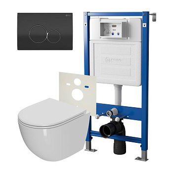 Сет: Система инсталляции Point Элемент для подвесного унитаза PN45120 + Клавиша смыва для инсталляции Point Виктория, черная/хром, PN44061BC + Унитаз подвесной Point Афина безободковый, сиденье микролифт PN41041 Сет: Система инсталляции Point Элемент для подвесного унитаза PN45120 + Клавиша смыва для инсталляции Point Виктория, черная/хром, PN44061BC + Унитаз подвесной Point Афина безободковый, сиденье микролифт PN41041