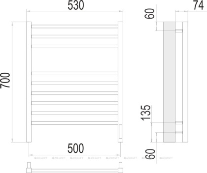 Полотенцесушитель Terminus Сицилия П9 500х700 электро Полотенцесушитель Terminus Сицилия П9 500х700 электро