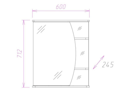 Шкаф-зеркало Onika Луна 60 белый, правый, с подсветкой