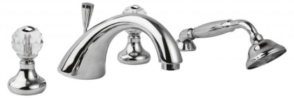 ATLANTIS-BVD-02-Sw Смеситель на борт ванны с ручным выдвижным душем, исполнение бронза, ручки Swarovski