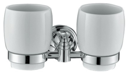 Подстаканник двойной RUSH Socotra, 11х26х11 см, белый и хром, ST12320