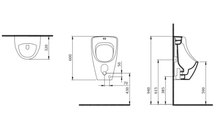 Писсуар подвесной Bocchi Taormina Arch скрытый подвод воды 1383-001-0131 белый