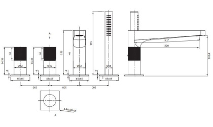 Смеситель на борт ванны OMNIRES CONTOUR CT8032AT (антрацит)