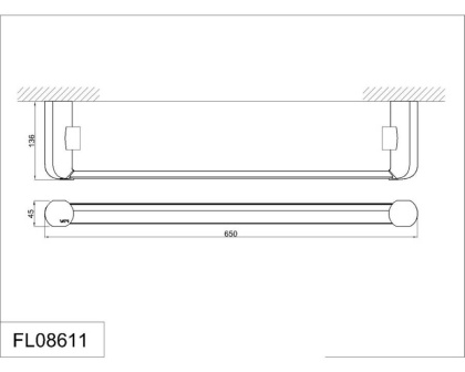 Полка стеклянная с бортиком RUSH Flores, 4х65х13 см, хром, FL08611