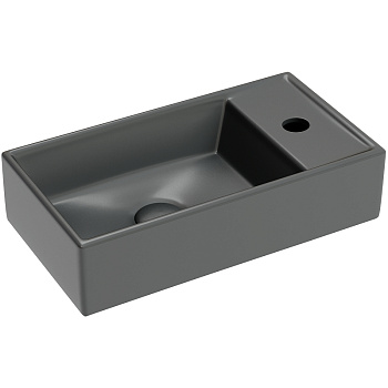 Умывальник подвесной прямоугольный (чаша слева, отверстие под смеситель справа) цвет темный антрацит матовый Element 407*217*100
