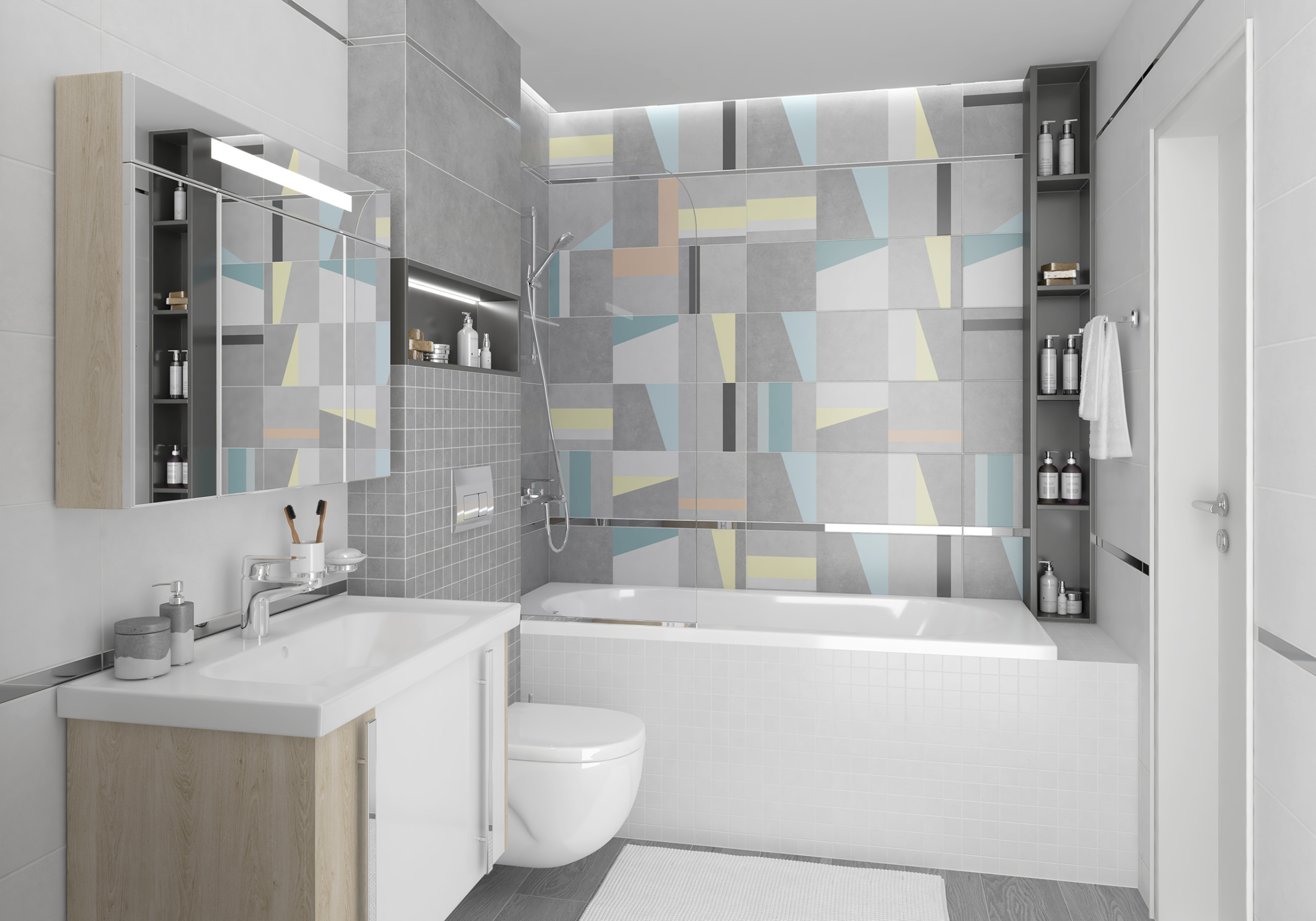 Плитка настенная Cement серый 25х75 (9шт/1,69м2),м2