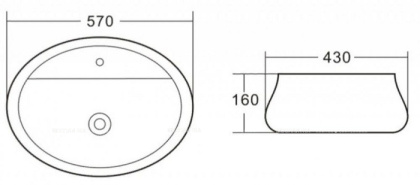 Раковина керамическая накладная овальная BB1399