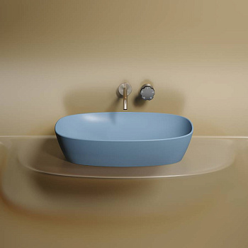 Умывальник чаша накладная овальная (цвет Голубой Матовый) Element 600*380*138мм
