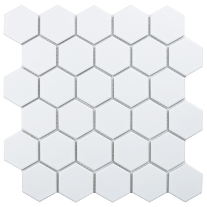 Керамическая мозаика, Hexagon small White Matt 51x59, Geometry