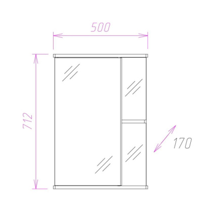 Шкаф-зеркало Onika Карина 50 белый, универсальный