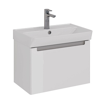 Тумба Lemark BUNO MINI, 60см под 1 раковину, подвесная,1 ящик, цвет корпуса, фасада: Белый глянец