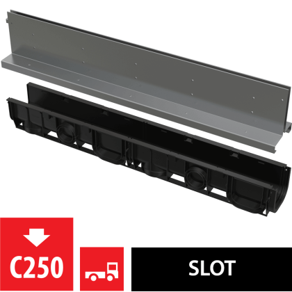 Щелевой дренажный канал с симметричной надставкой 160 мм, нержавеющая сталь 