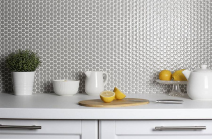 Керамическая мозаика, Penny Round Grey Glossy, Shapes Керамическая мозаика, Penny Round Grey Glossy, Shapes