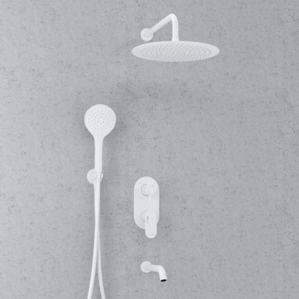 A85161 Встраиваемый комплект для ванны с верхней душевой насадкой, белыйи изливом Wasserkraft
