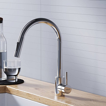 D3007500 Logic кухонный смеситель вытягивающимся изливом Logic, хром