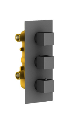 Душевая система Timo Tetra-thermo SX-0199/03SM скрытого монтажа с термостатом, черная матовая