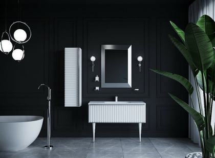 Тумба Canale 80 белая + Хром_Комплект 843-080-WCR Boheme