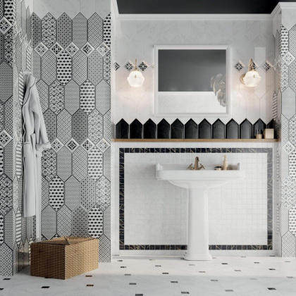 Декор 2 HGD\A481\35006 Келуш Черный/Белый (34см*14см*6,9мм) (10шт/0,476м2) Орнамент, шт