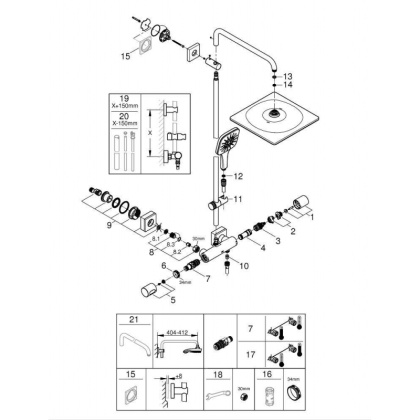 Душевая стойка Grohe Rainshower SmartActive 311 26649000, с термостатом Душевая стойка Grohe Rainshower SmartActive 311 26649000, с термостатом