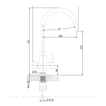 Смеситель для кухни Agger Zest A0700733 с каналом питьевой воды, никель