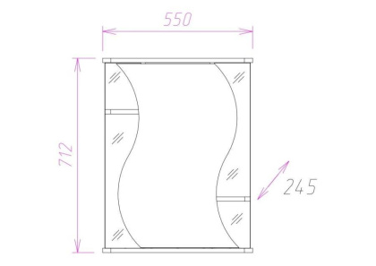 Шкаф-зеркало Onika Лилия 55 белый, левый, с подсветкой