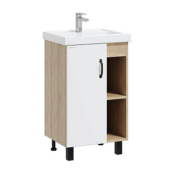 Тумба Onika Тимбер 50 напольная, белая мат./дуб сонома (ум. Фостер 50)