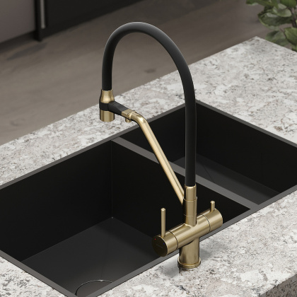 Смеситель для кухни SANCOS Dora с возможностью подключения фильтра для воды, цвет брашированное золото, арт. SC4003BG Смеситель для кухни SANCOS Dora с возможностью подключения фильтра для воды, цвет брашированное золото, арт. SC4003BG