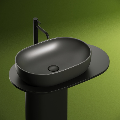 Умывальник чаша накладная овальная (цвет Темный Антрацит Матовый) Element 600*415*135мм