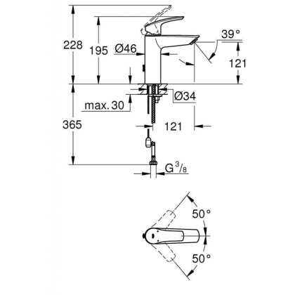 Смеситель для раковины Grohe Eurosmart 2021 M-size, 23323003