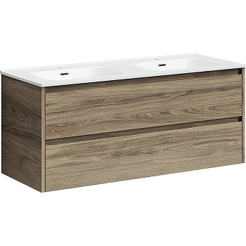 Тумба подвесная SANCOS Libra 1190х450х500, c двумя ящиками оснащенными доводчиками, дуб чарльстон, арт. LB120-2ECH