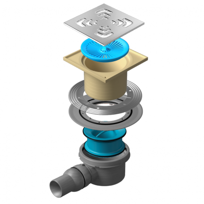 13000005 Точечный трап 150х150 мм Confluo Standard Square1, металл с перфорацией Square, без рамки Исполнение: Хром 