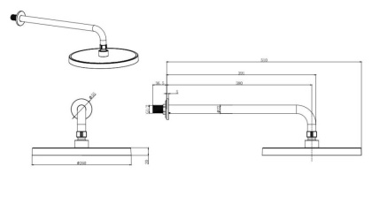 Верхний душ настенный 260мм AQUATEK AQ2080CR 