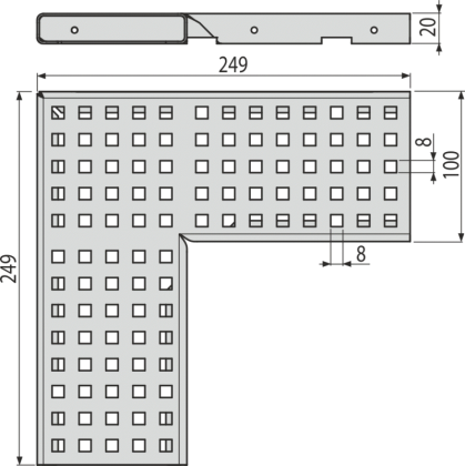 Решетка для дренажного углового желоба 100 мм, оцинкованная сталь