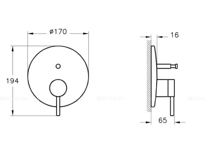 Набор встроенной душевой системы Origin,
хром