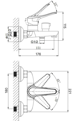 Смеситель для ванны с коротким изливом RUSH Jawa (JA0735-44)