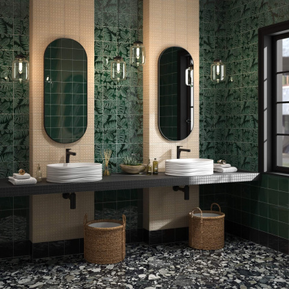 Декор SFB001 Сантана 1 структура зеленый темный 15см*15см*9мм (1уп/30шт/0,675м2) флопа, шт