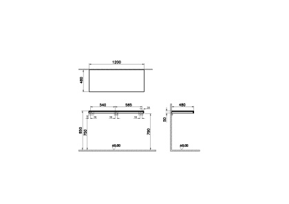 Столешница подвесная 120 см, темный вяз