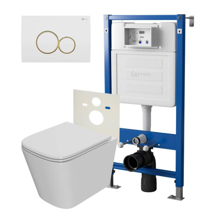 Сет: Система инсталляции Point Элемент для подвесного унитаза PN45120 + Клавиша смыва для инсталляции Point Виктория, белая/золото, PN44061WG + Унитаз подвесной Point Ника безободковый, сиденье микролифт PN41081 Сет: Система инсталляции Point Элемент для подвесного унитаза PN45120 + Клавиша смыва для инсталляции Point Виктория, белая/золото, PN44061WG + Унитаз подвесной Point Ника безободковый, сиденье микролифт PN41081