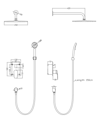 Душевой комплект Creto Mare 1.0 MARE-WSM3-CR хром глянцевый
