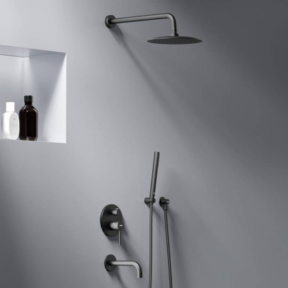 936510300 Scandinavian Pure встраиваемая душевая система  с ванно-душевым смесителем и изливом, чёрн