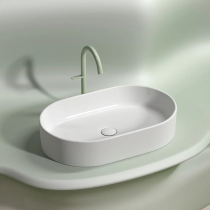 Умывальник чаша накладная овальная (цвет Белый Матовый) Element 608*385*122мм