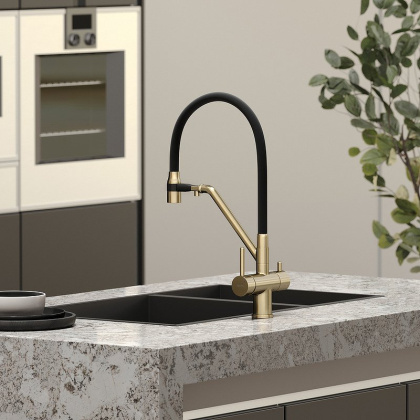 Смеситель для кухни SANCOS Dora с возможностью подключения фильтра для воды, цвет брашированное золото, арт. SC4003BG Смеситель для кухни SANCOS Dora с возможностью подключения фильтра для воды, цвет брашированное золото, арт. SC4003BG
